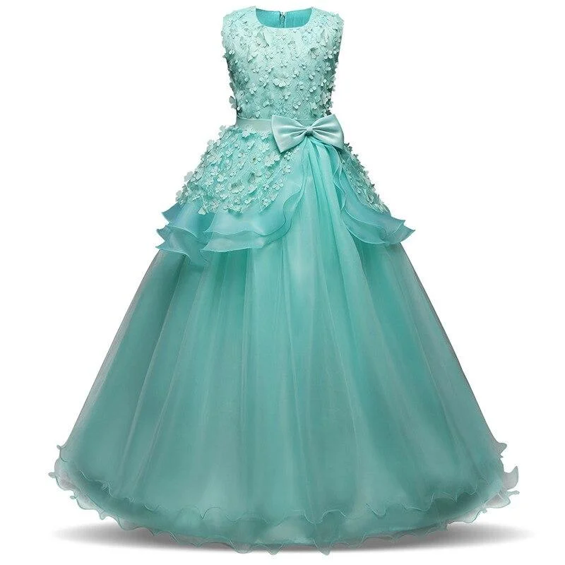 Elegant Princess Fancy Dress For Girls Party Wedding Tulle Lace Long Dresses Ceremony Prom Gown Communion Teen Girl Clothes 14Y