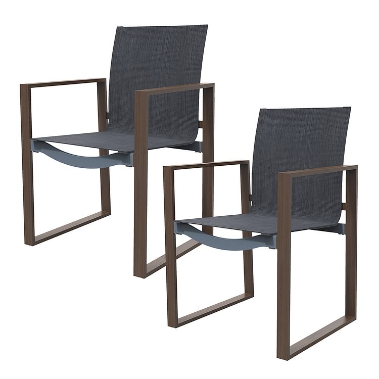 Grand Patio Dining Chair Dining Sets, Faux Wood Grain Aluminum Outdoor Furniture Sets with Stackable Chairs for Backyard Garden Patio Lawn
