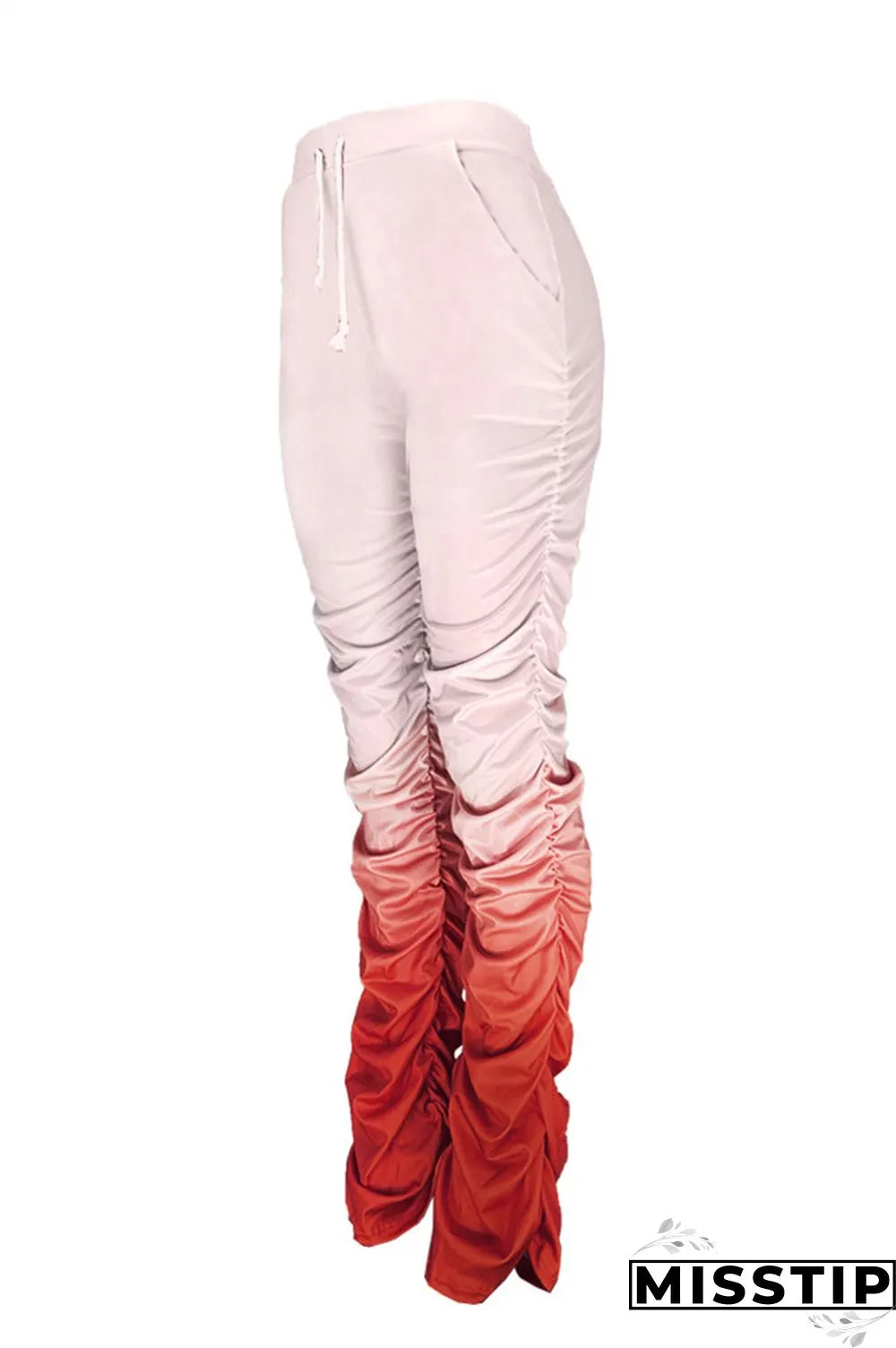 GradientYellow Fashion Casual Gradient Printed Trousers