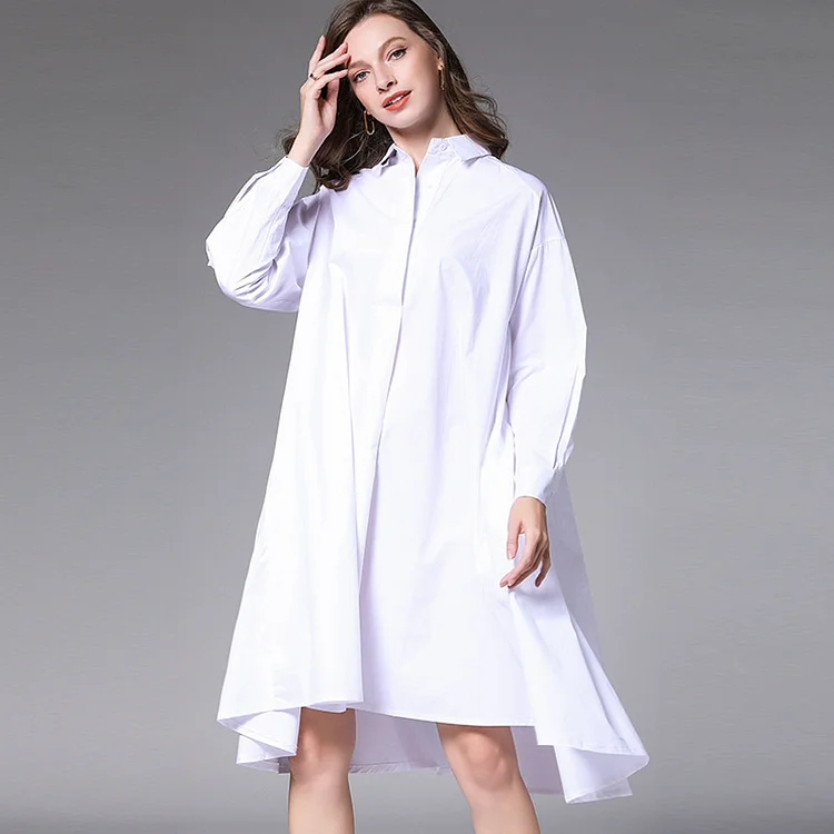 Classic Solid Color Long Sleeve Midi Dress