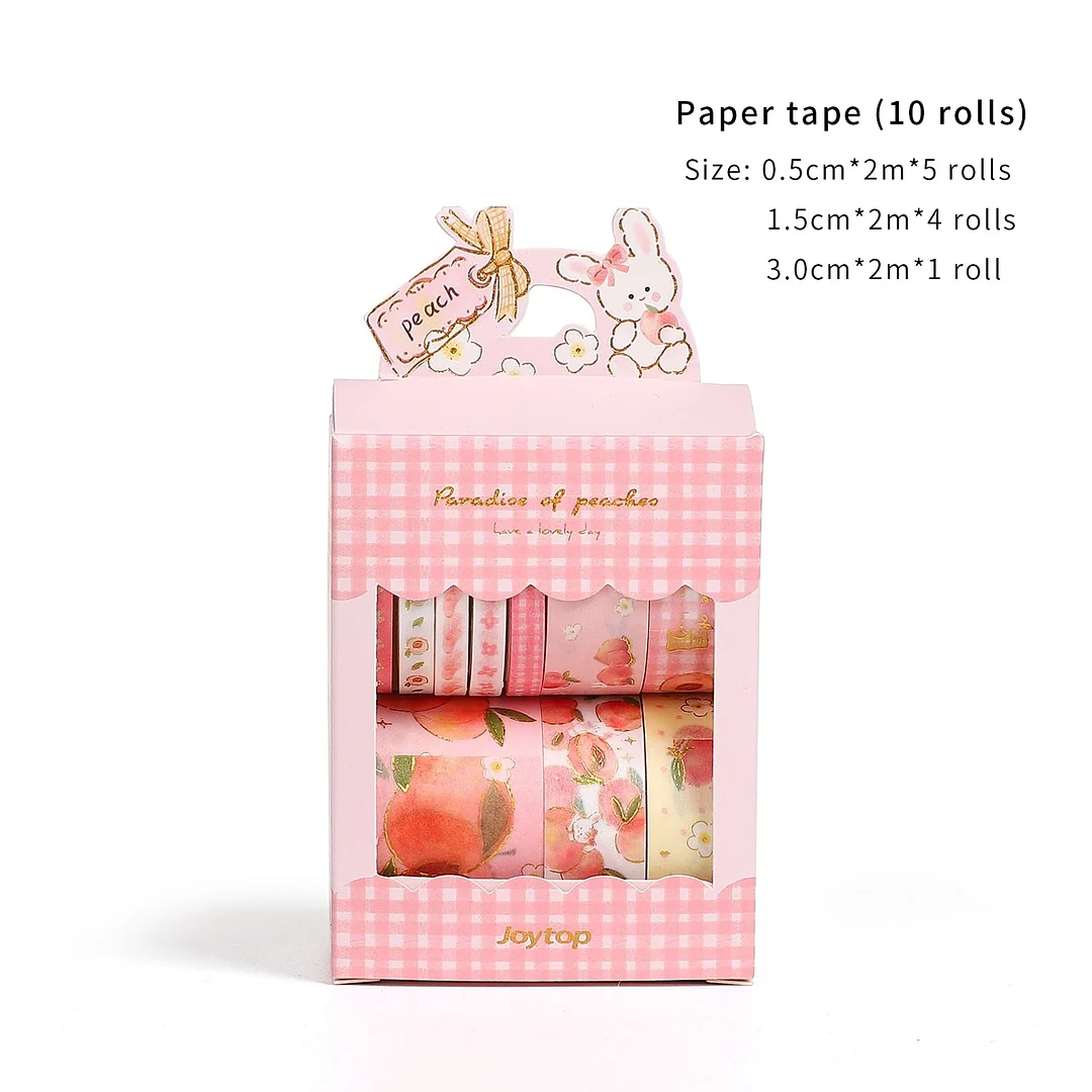 JIANWU 10Pcs/Set Hand Account With Washi Tape Kawaii Pink Peach Masking Tapes Scrapbooking Diary Decorative Stationery Supplies