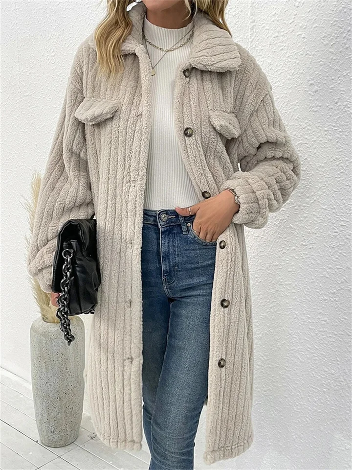 Autumn and Winter Temperament Commuter Women's New Fur Lapel Plush Comfortable Casual Blouse Jacket Women's | 168DEAL