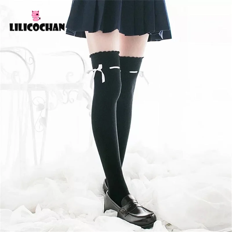 Lolita Stocking Womens Anime Cosplay Maid Girls Lace Top Thigh High Over Knee Leg Warmer Leggings Sexy Cotton Socks Kawaii Style