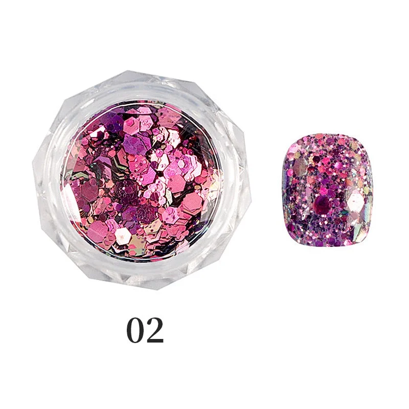 iridescent Flakes Gold Pink White Flakes Slices Chrome Pigment Dust Nail Powder Glitter Sequins Nail Art Decoration Manicures-Nail Inspo