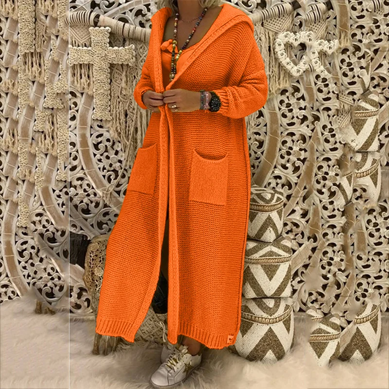 Vintage Loose Pocket Hooded Sweater Cardigan