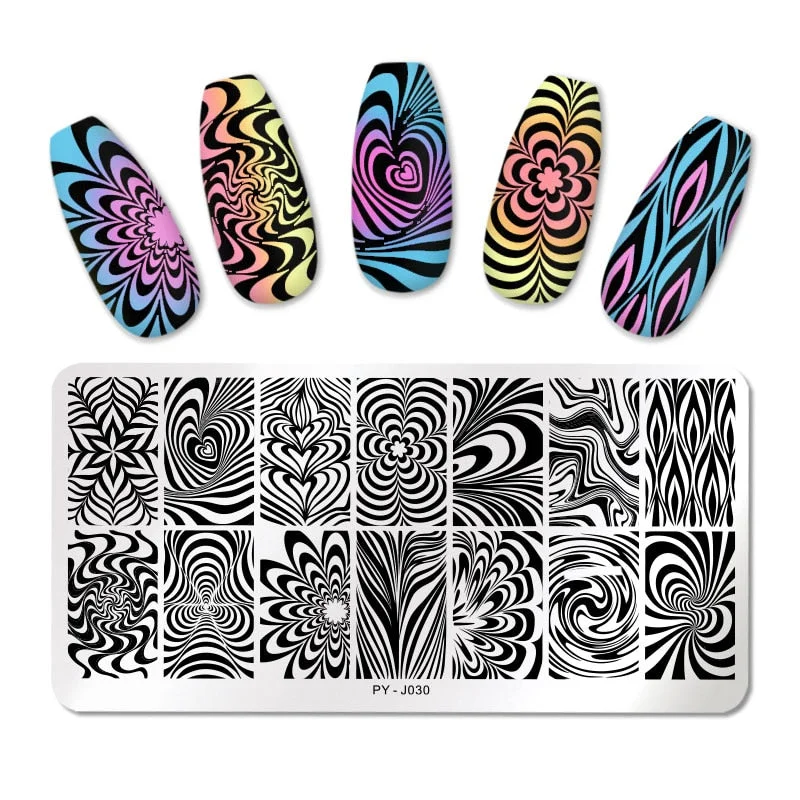PICT YOU Geometry Nail Stamping Plates Lines Animal Fruits Theme Template Plate Mold Nail Art Stencil Tools-Nail Inspo