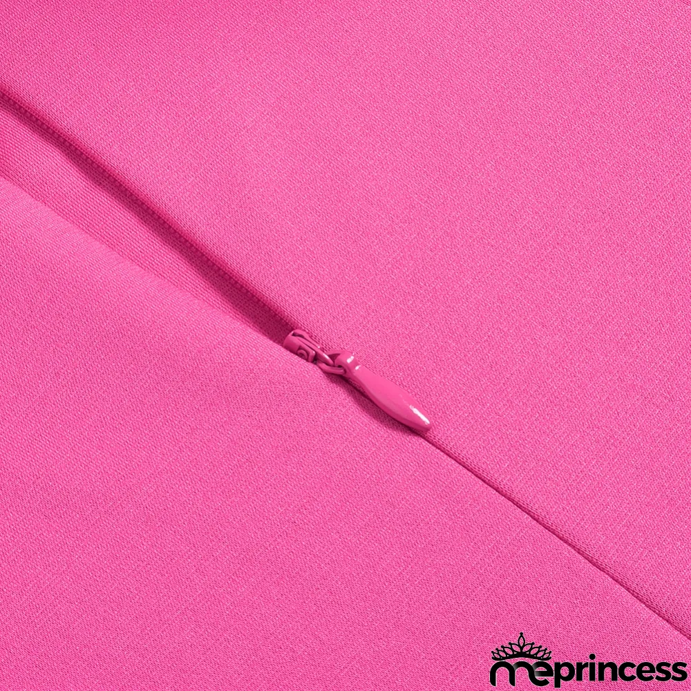 Spring Solid Color O-Neck Office Midi Dress with 3/4 Sleeves