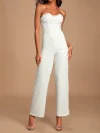 White Color Lace Spaghetti-Neck Bandeau Wedding Jumpsuits