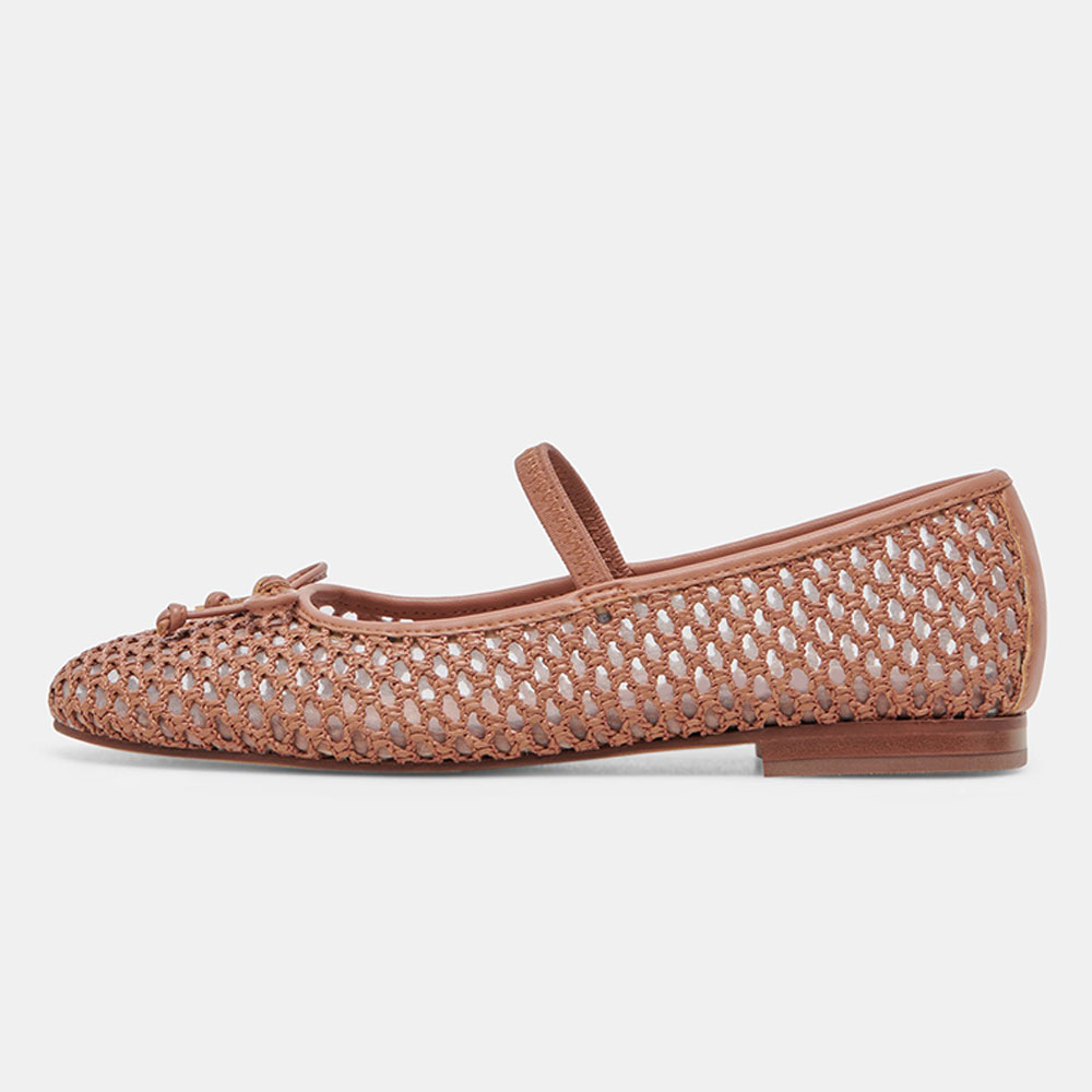 Nude Vegan Leather Round Toe Flat Stylish Woven Ballet Shoes Nicepairs