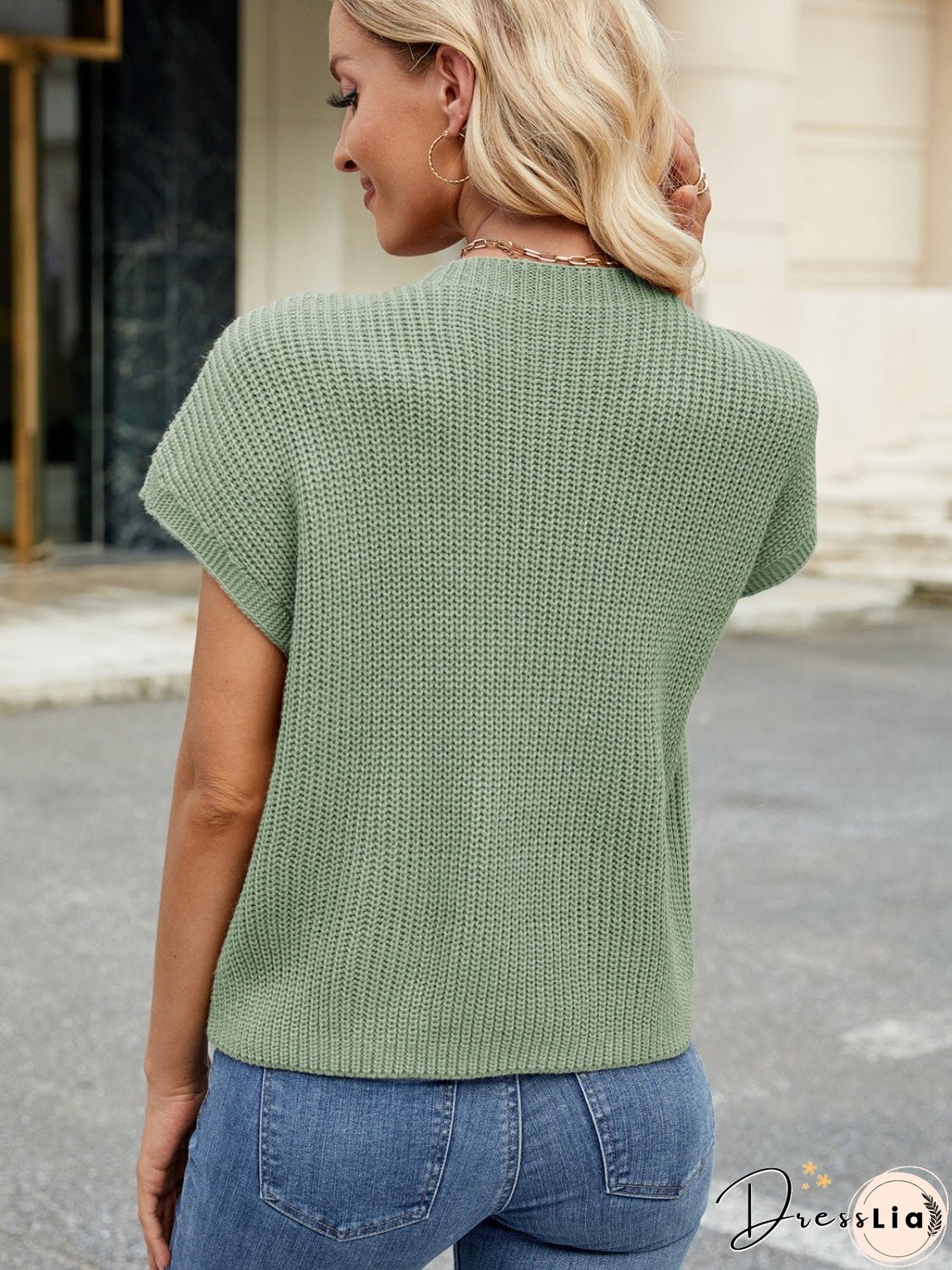 Round Neck Short Sleeve Sweater