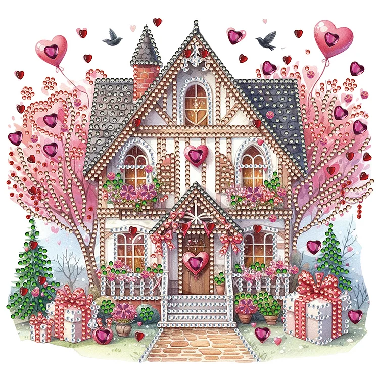 Partial Special-Shaped Diamond Painting - Love House 30*30CM