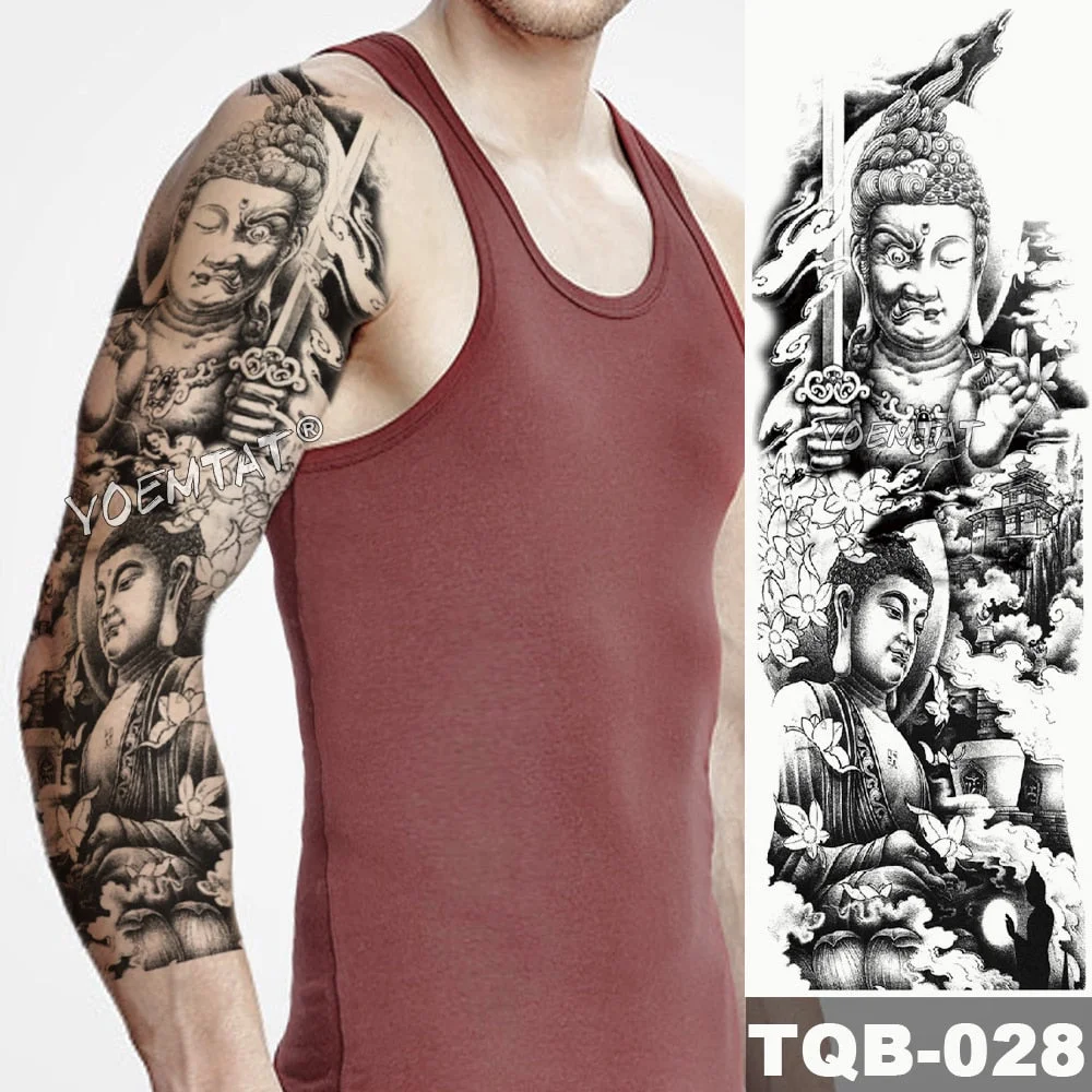 Large Full Arm Sleeve Tattoo Dragon Falls Waterproof Temporary Tatoo Sticker Japanese Tradition Men Women Body Art Tatto