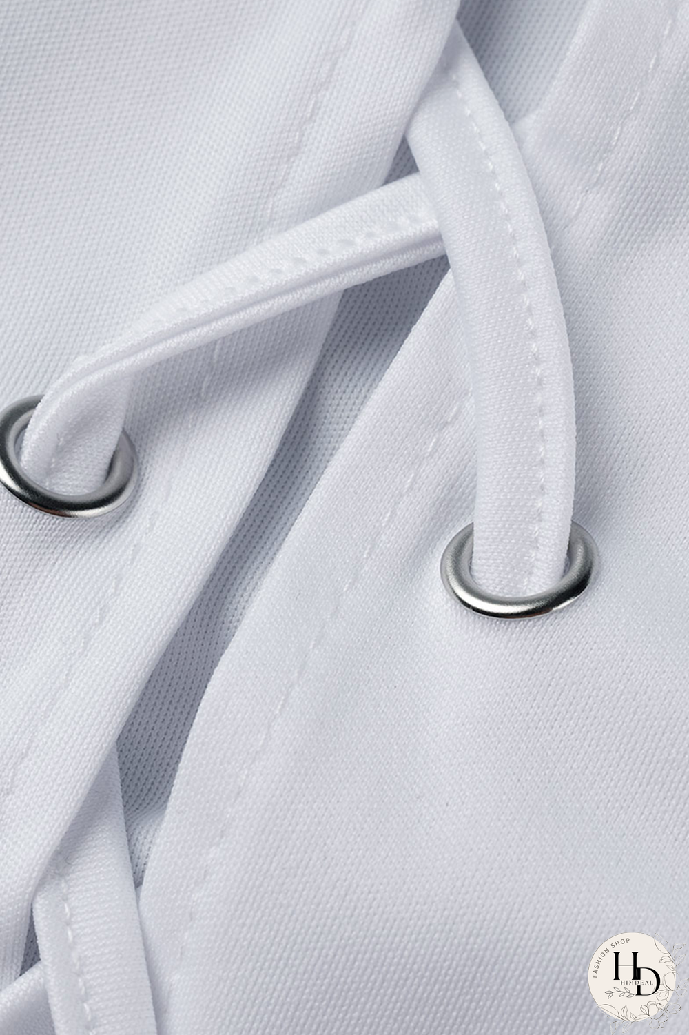 White Casual Print Draw String O Neck Short Sleeve Two Pieces