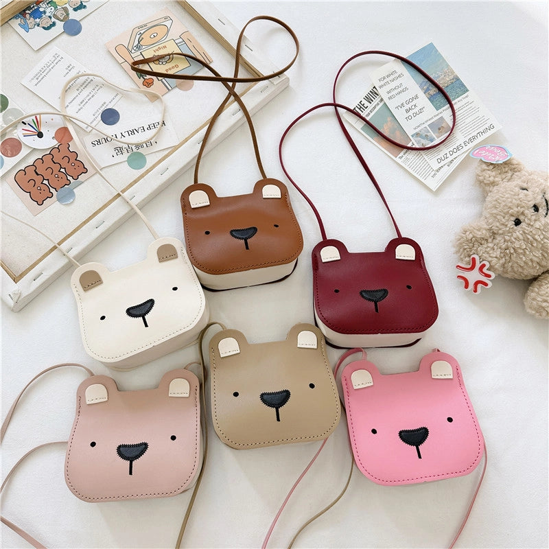 Women's Pu Leather Bear Cute Square Open Shoulder Bag