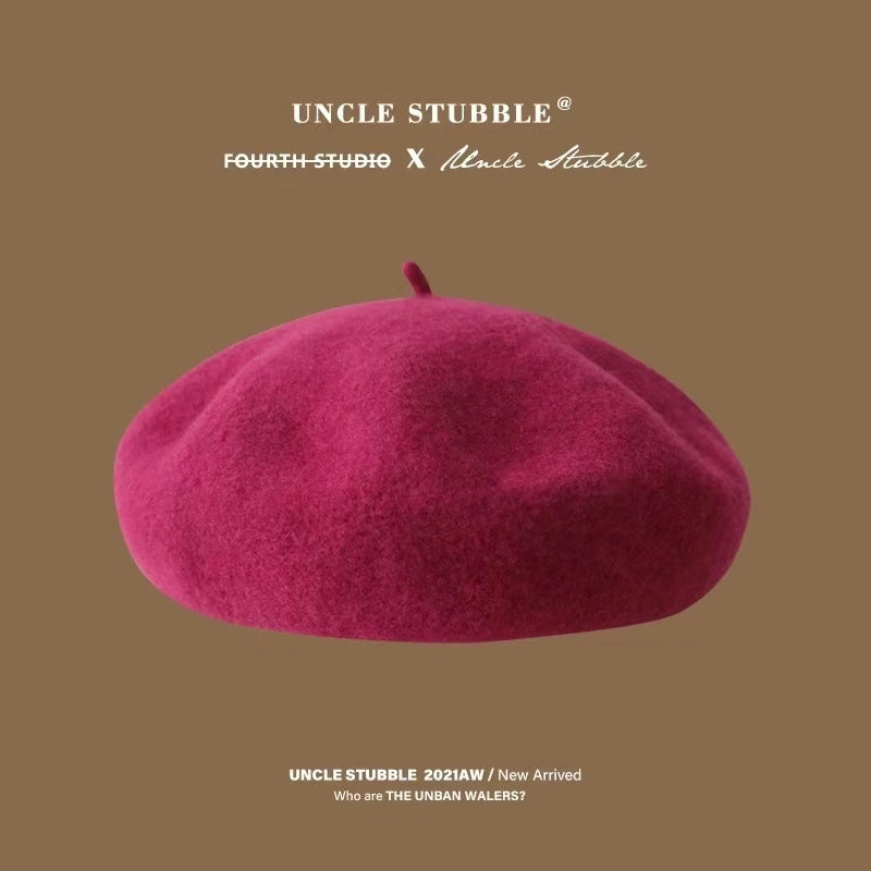 High Quality/Australian Wool Beret Not Easy To Pill Korean Style Solid Color Retro Painter Hat Girl/good Style