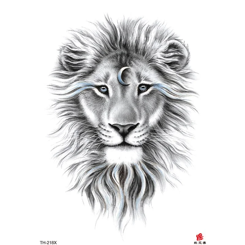 Waterproof Temporary Tattoo Sticker Lion King Clock Tiger Pattern Fake Tatto Black Body Art for Women Men Tattoo Sticker