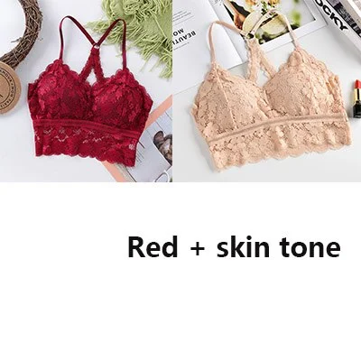 Women Bralette French style lace sexy beauty back bra girl underwear deep V underwear without underwire soft thin seamless bra