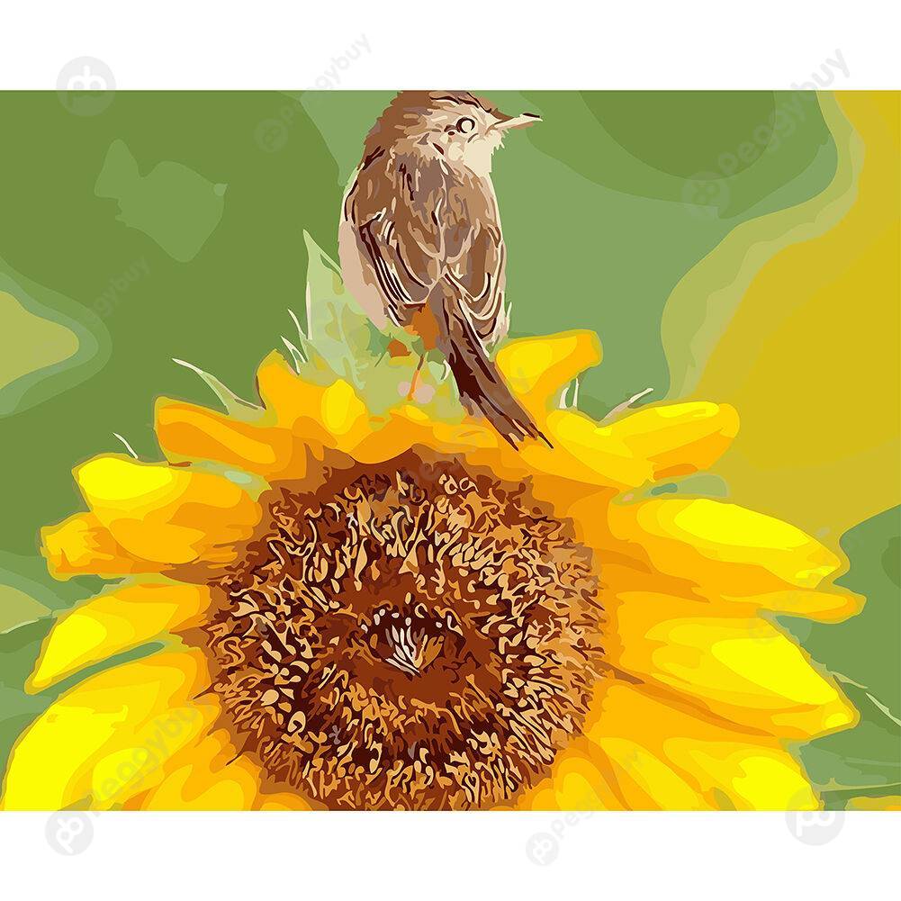 

Sunflower and Bird DIY Oil Painting By Number Kits Acrylic Paint On Canvas, 501 Original