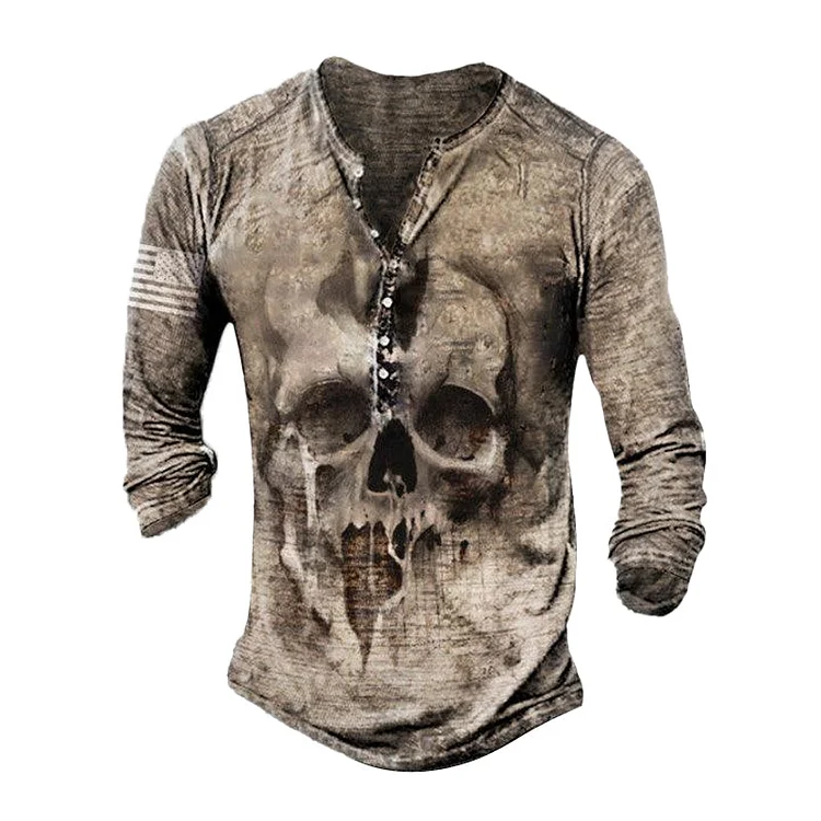 Men's Retro Comfortable Skull Long Sleeve