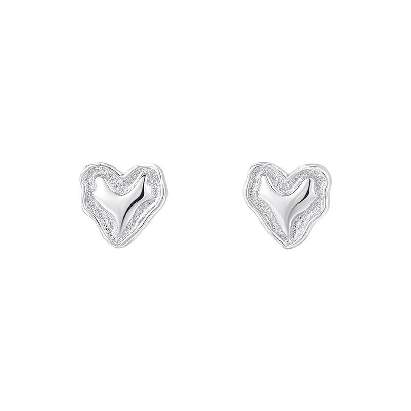 1 Pair 925 Sterling Silver 925 Sterling Silver Earrings Heart Shape Ear Studs