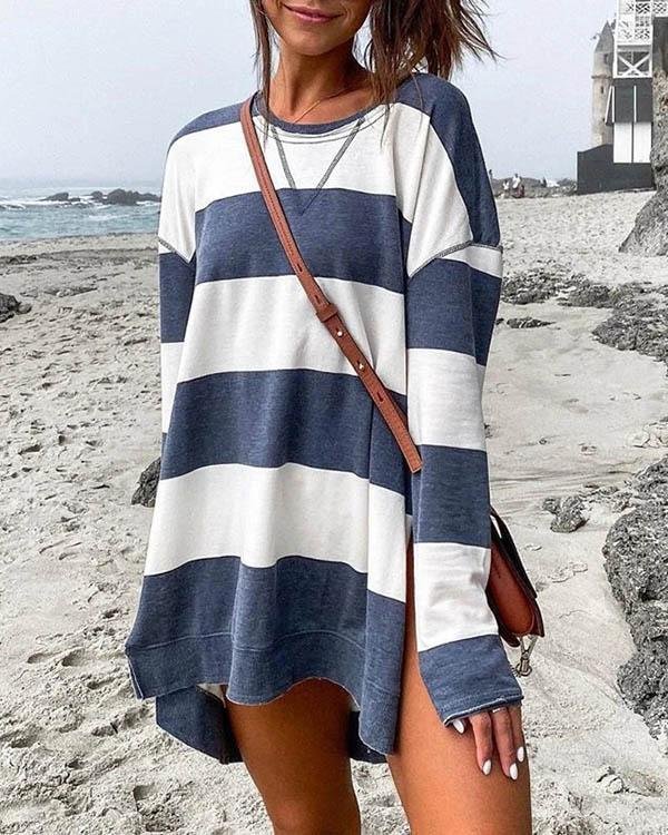 WoodyOrnament Striped Long Sleeve Pullover (4 COLORS)