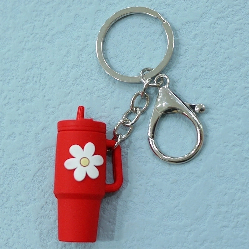 Cartoon Style Cup Flower Soft Glue Women’s Keychain