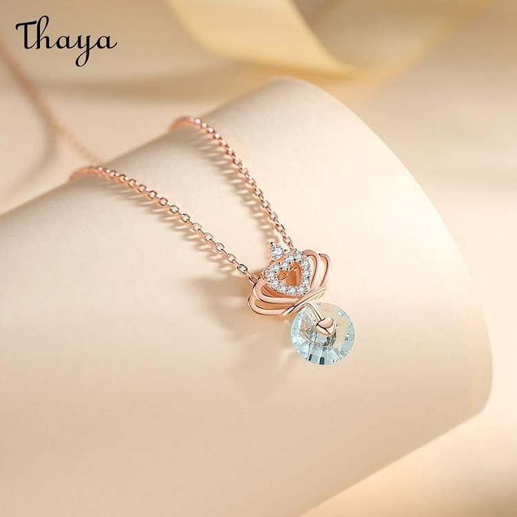 Thaya 925 Silver Rotating Crown Necklace
