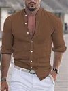 Men's Shirt Linen Shirt Solid Color Plain Collar Maroon Black White Pink Army Green Street Daily Long Sleeve Clothing Apparel Fashion Lightweight Casual Comfortable