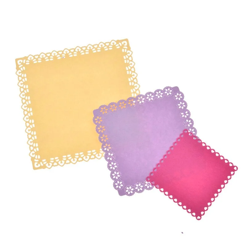 Lace Background Metal Cutting Dies Mold Square Frame Wedding Cut Die Scrapbook Paper Craft Knife Mould Blade Punch Stencils