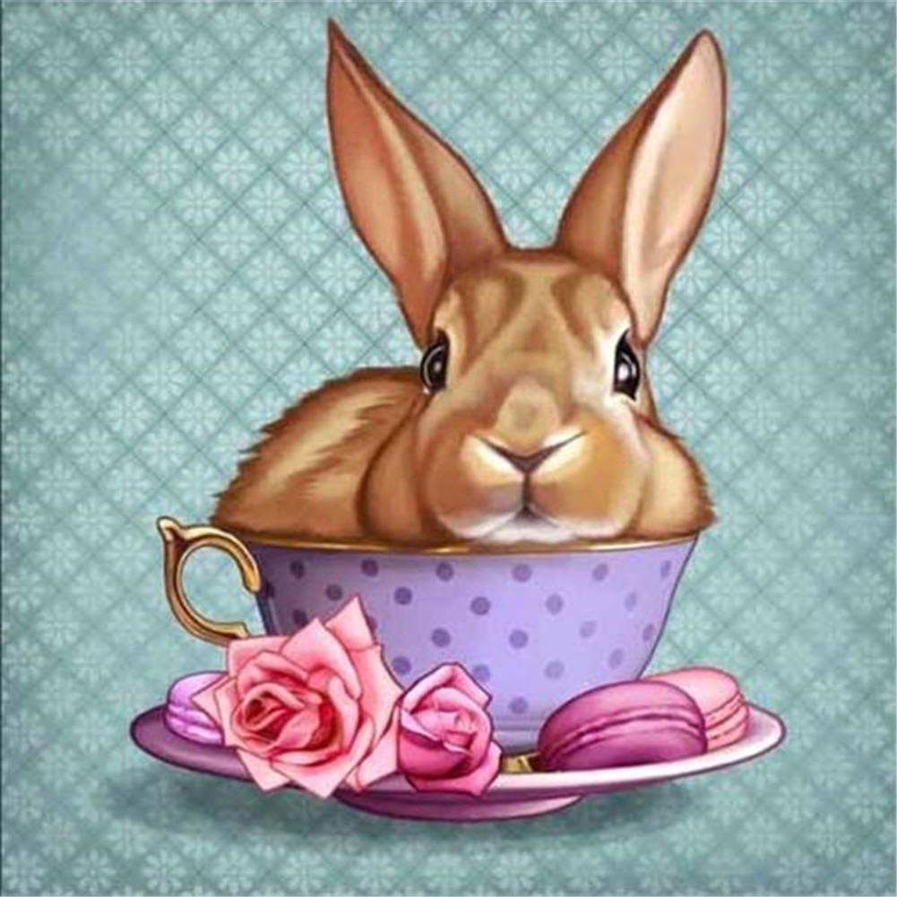 

30*30CM-Round Drill Diamond Painting-Cup Rabbit, 501 Original