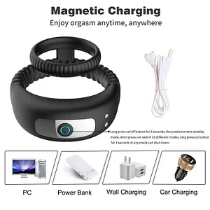 Charging Double Ring Delay Vibration Lock Sperm Ring