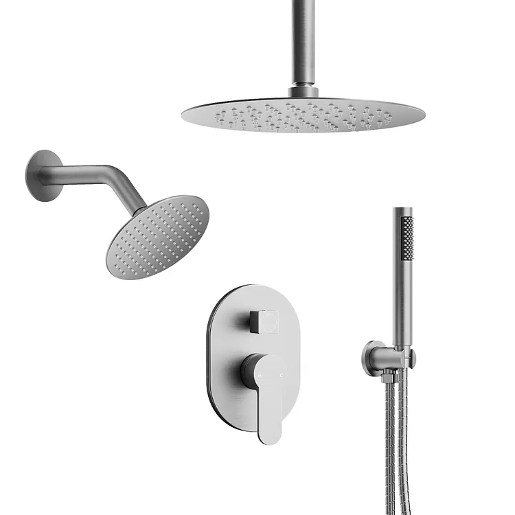 EVERSTEIN 10" Rainfall Shower System with Handheld in Brushed Nickel