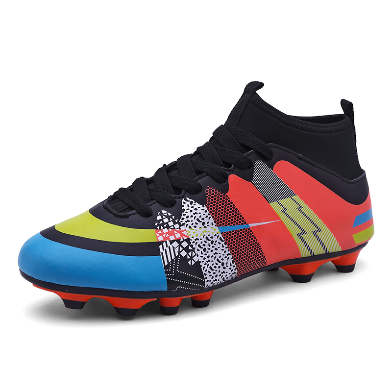 Gptsolvy Hot Sale FG Kids Sports Shoes Football Cheap High Top Orange Children's Soccer Shoes Outdoor Long Spikes Sock Child Futsal Shoes