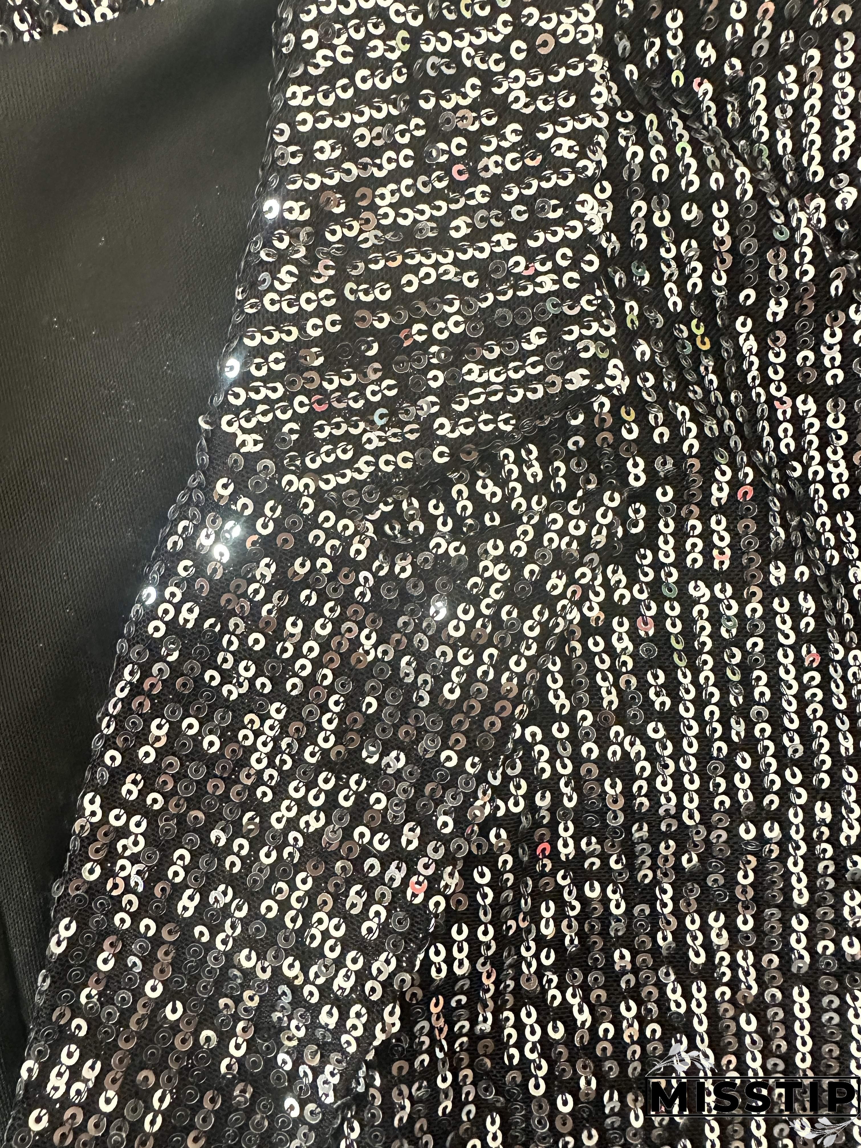 Plus Size Sexy Coat, Women's Plus Glitter Sequins Decor Long Sleeve Lapel Collar Slim Fit Coat