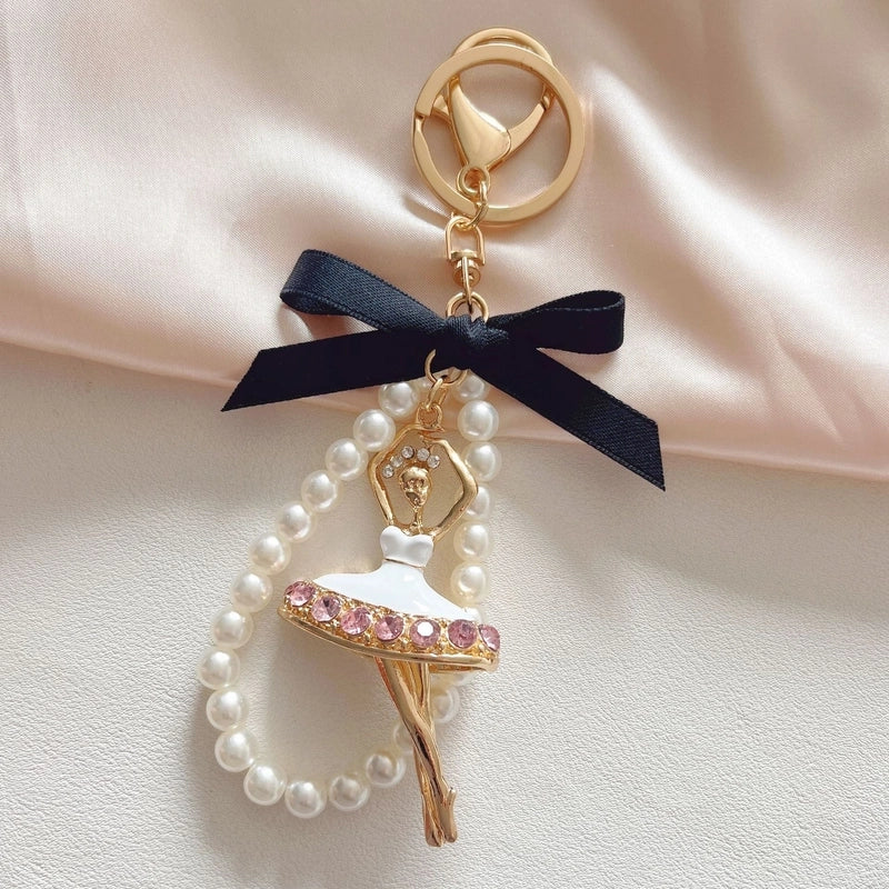 Korean Style Human Imitation Pearl Metal Unisex Keychain