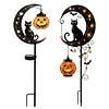 Solar Powered Black Cat & Pumpkin Moon Stake Light Weatherproof Moon Cats LED Stakes Light Auto On/Off Halloween Decorations Solar Lamp for Outdoor Patio Pathway Yard Lawn Decors