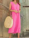 Casual Solid V-neck Sleeveless Maxi Dresses