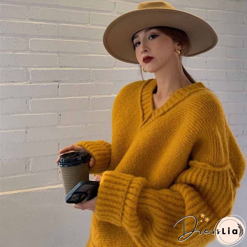 Loose and Lazy V-Neck Sweater