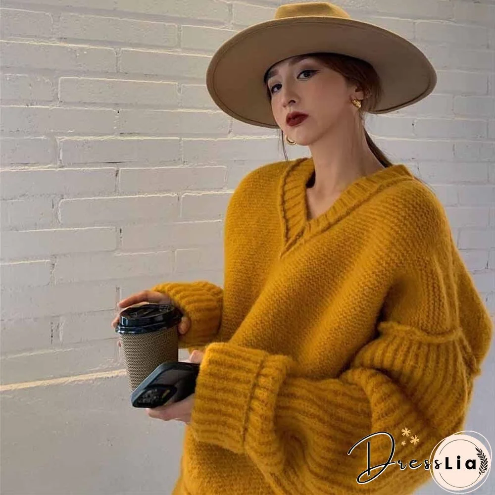 Loose and Lazy V-Neck Sweater