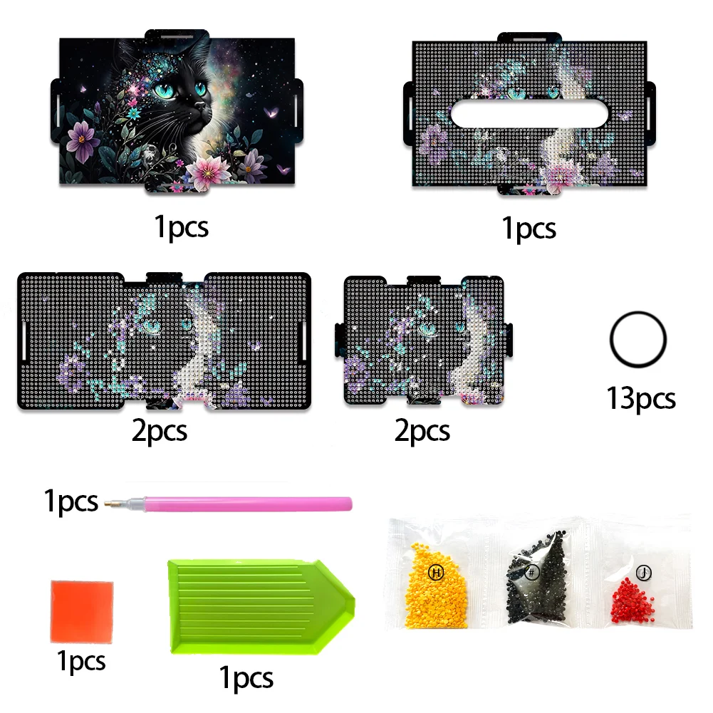 Diamond Painting Tissue Box Kits Decorative Rhinestone Craft Kit (Black Cat)