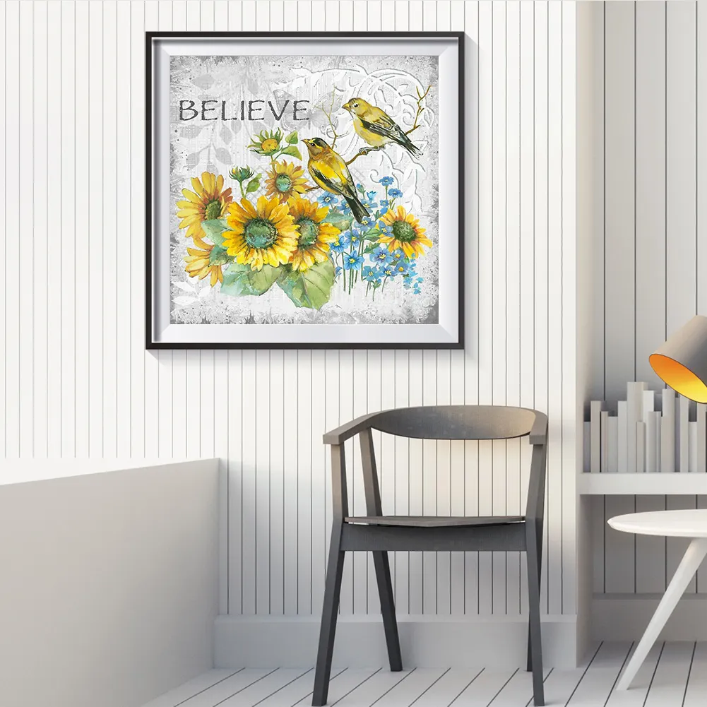 Full Round Diamond Painting 30*30cm - Flowers And Birds
