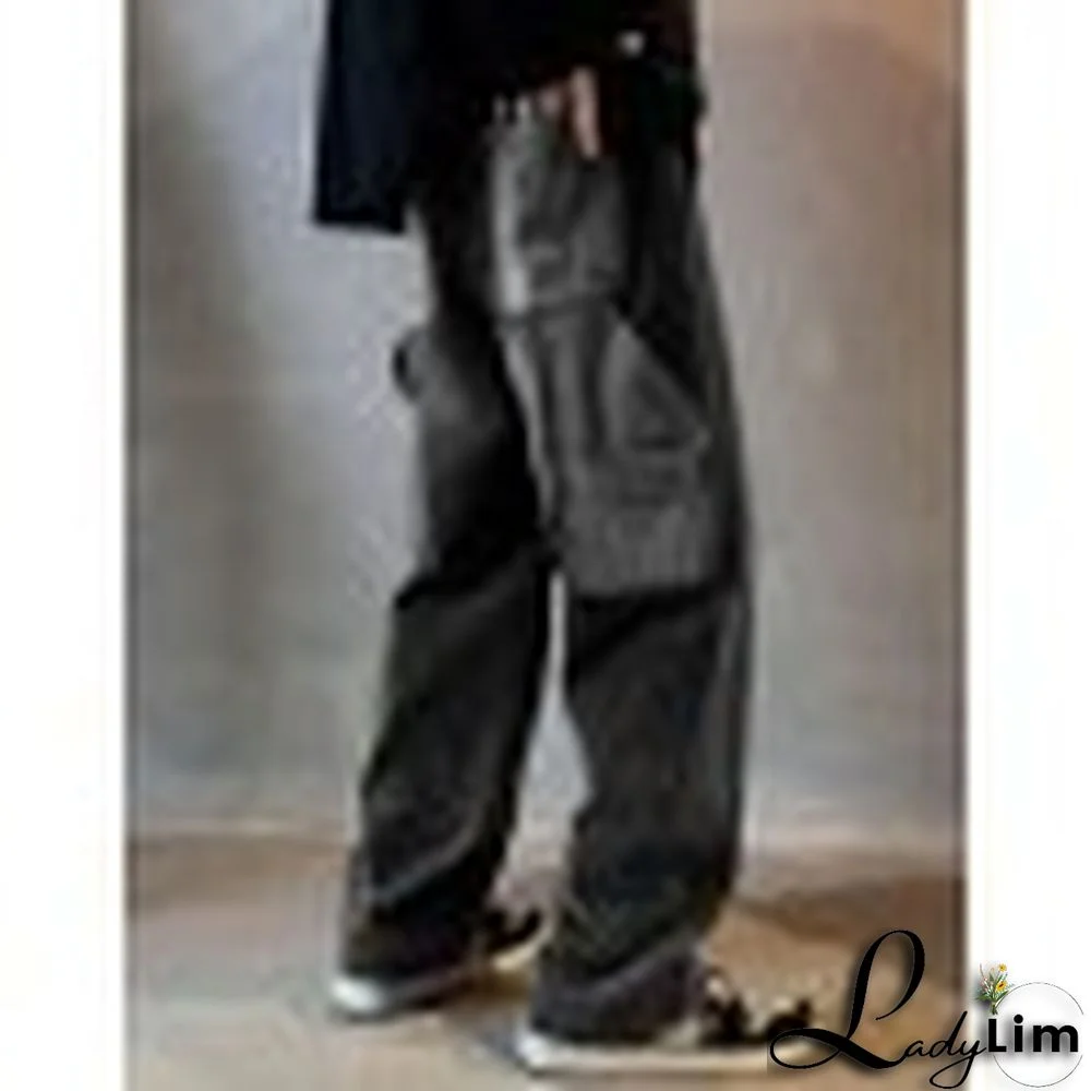 Men's Washed Vintage Patchwork Cargo Jeans