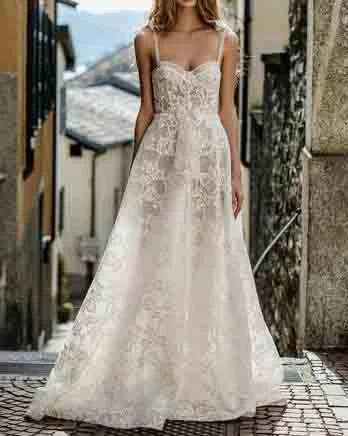 Suspender wedding evening dress