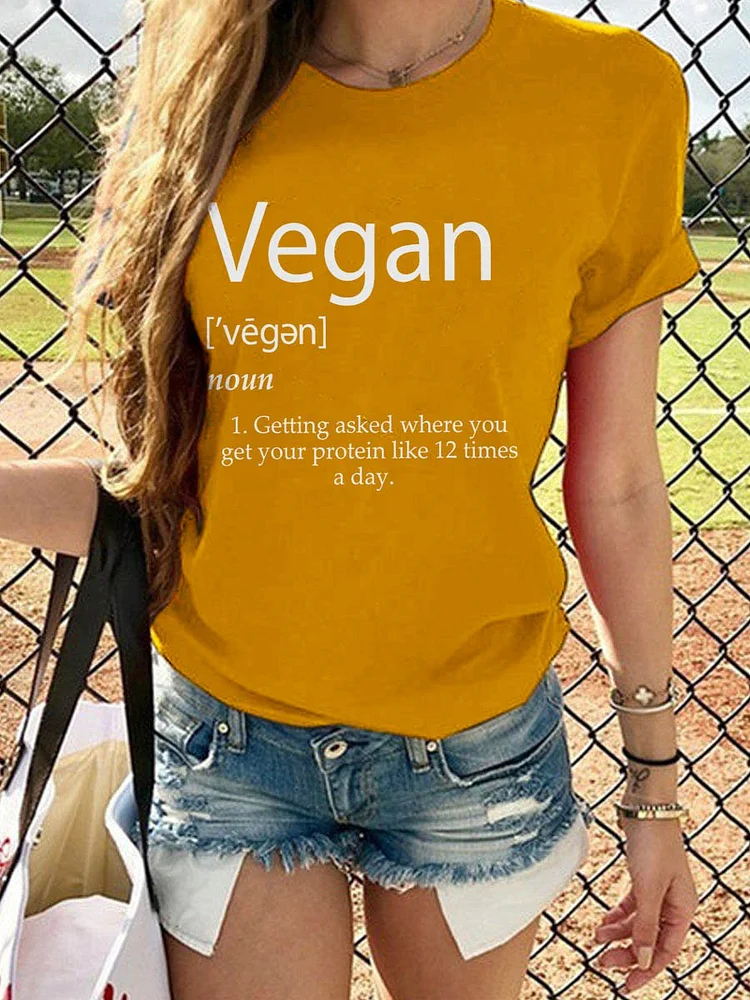 Bestdealfriday Vegan Noun Graphic Neck Short Sleeve Tee