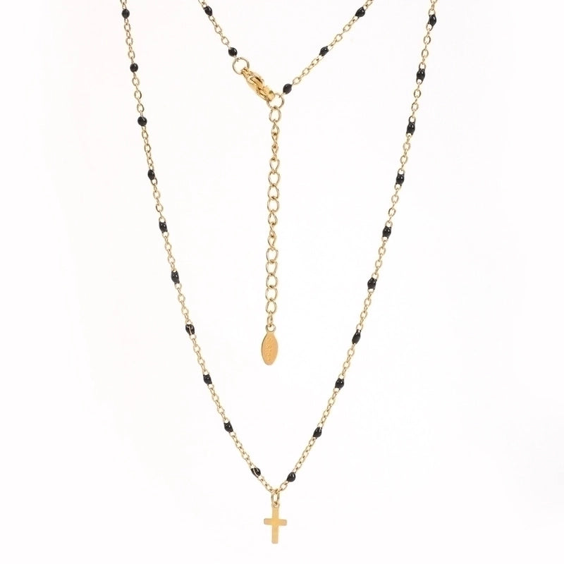 Stainless Steel Titanium Steel Minimalist Cross Enamel Plating Pendant Necklace
