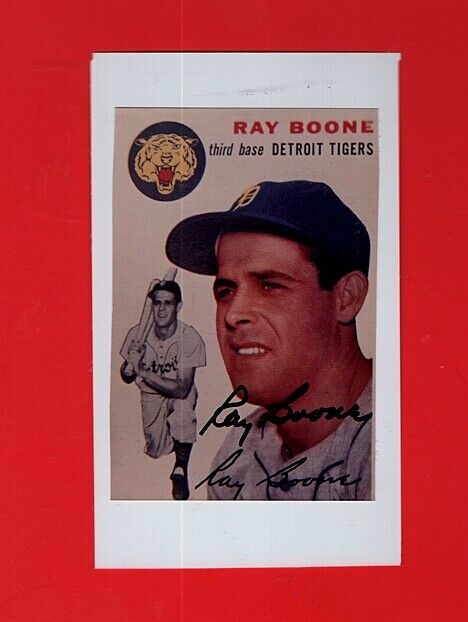 1954 RAY BOONE-DETROIT TIGERS AUTOGRAPHED COLOR SEMI-GLOSS Photo Poster painting ON 3X5