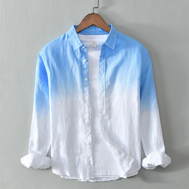 Men's Gradient Linen Long Sleeve Shirt
