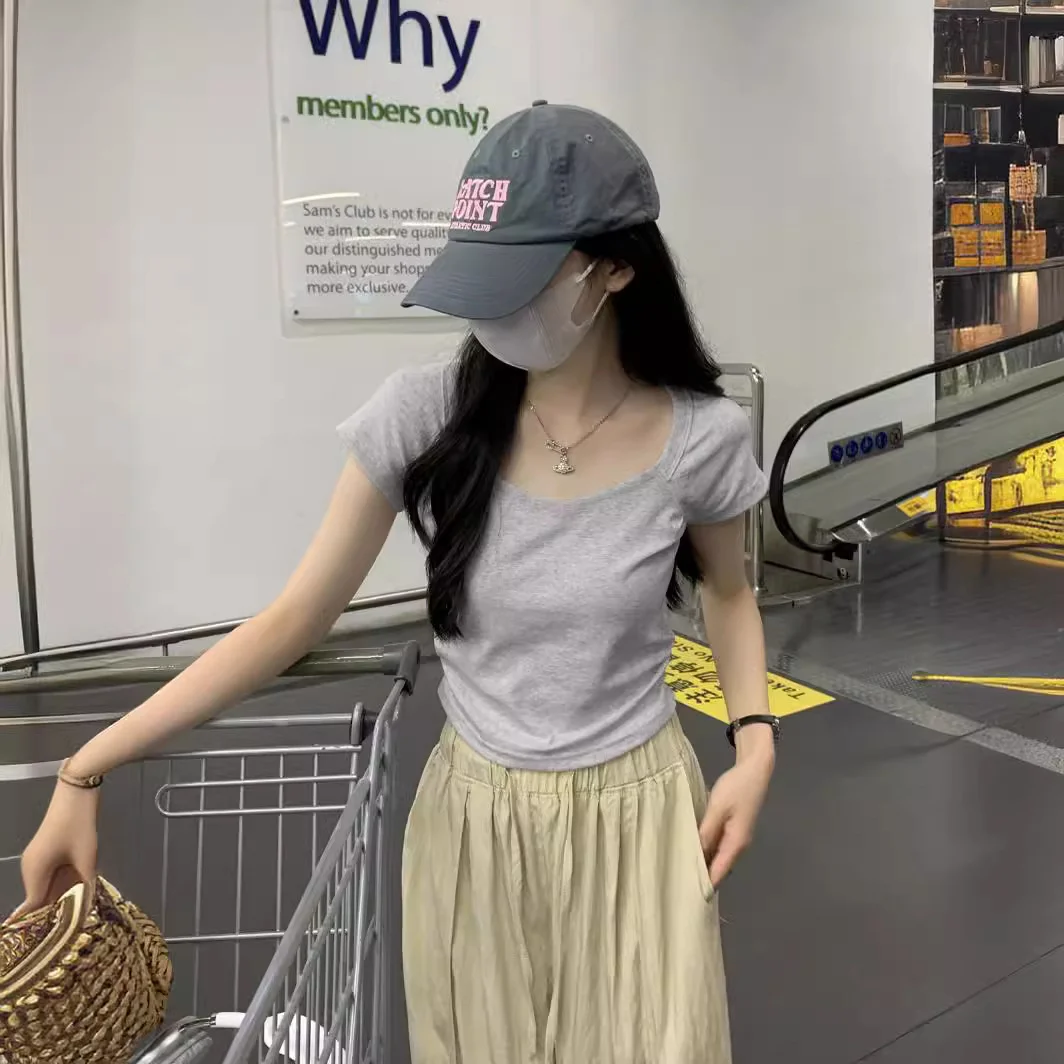 Uveng Uveng Short-Sleeved T-Shirt Women's Wear 2024 New Thin Temperament Summer Leisure Versatile Students Short Clothes