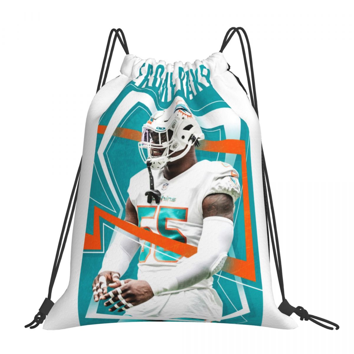 Miami Dolphins Jerome Baker Waterproof Adjustable Lightweight Gym Drawstring Bag
