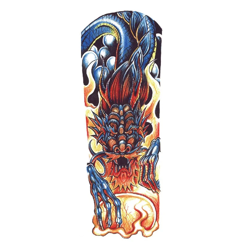 Body Art Arm Fake Sleeve Tattoos For Men Waterproof Wolf Tiger Chinese Dragon Sticker Temporary Fox Tattoo Waterproof Sleeves 303